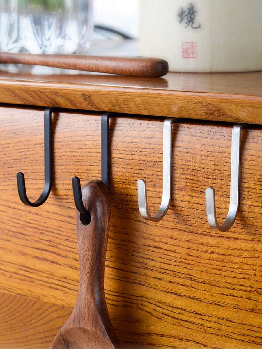 1 Miếng Thép không gỉ Cái móc Đấm miễn phí Giường đôi tiêu chuẩn Hình chữ S Cái móc , Phòng bếp Phòng tắm Tủ Cửa Trở lại Kiểu áo Khăn tắm Móc treo đồ - Bạc - Xem 1