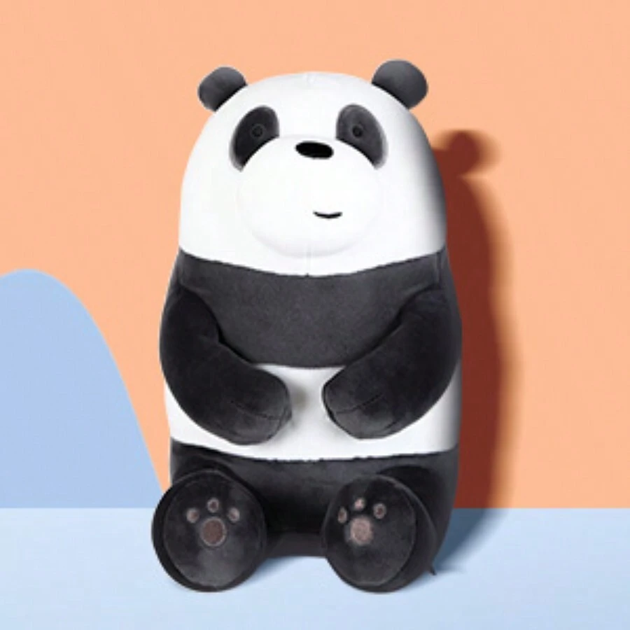 Miniso We Bare Bears-Lovely Sitting Plush Toy(Ice Bear) - Black and White - View 1
