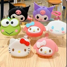 Sanrio 1pc Kurumi Keychain Silicone Bag Melody Keychain Storage Bag Hello Kitty Keychain Pendant Birthday Gift Toy Halloween Decoration