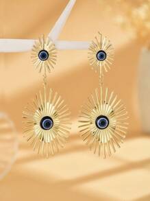 Đôi Thời Trang Hợp Kim Kẽm Ác Mắt Trang Trí Mặt Trời Bông Tai Giọt Nước Cho Nữ Làm Quà Tặng - Nhiều màu - Xem 3