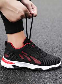 Tenis de PU Piel De Correr Impermeables Para Hombre, Zapatos De Mujer Pataforma Comodos, Tenis zapatillas De Tacon Negras Para Hombres Como Para Mujer, Outfit con Conjuntos Deportivos De Mujer - Rojo - Ver 2