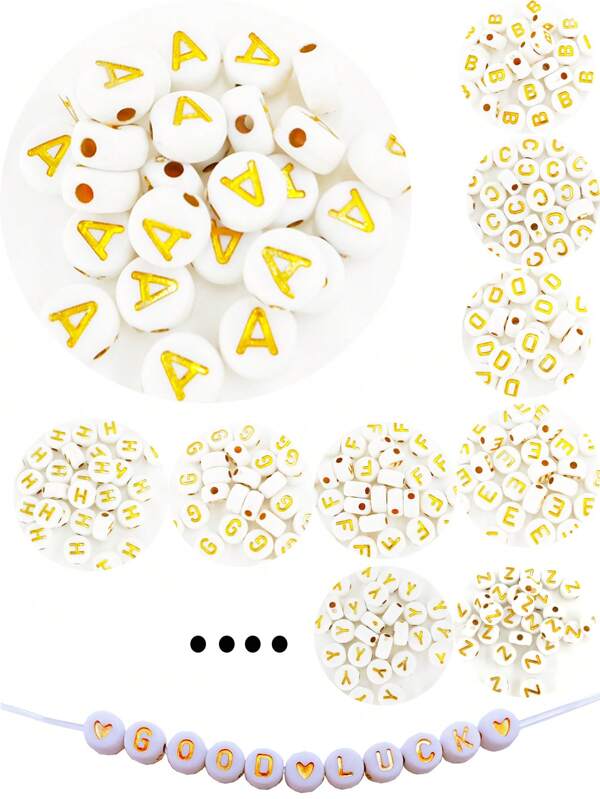 100 Piezas Cuentas Acrílicas Con Letras Del Alfabeto Para Hacer Pulseras Y Joyas Diy