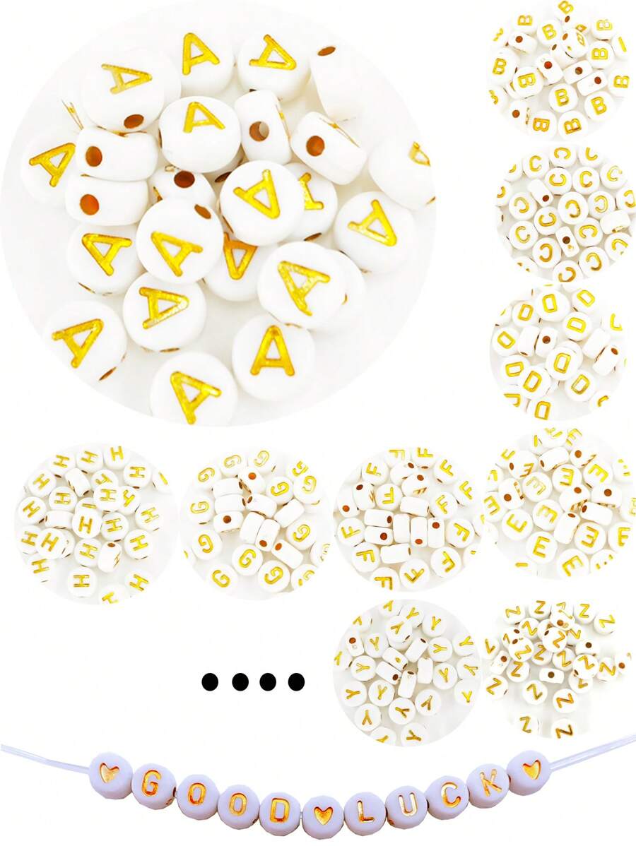 100 Pezzi Di Perline Acriliche Con Lettere Dell'alfabeto Per La Creazione Di Braccialetti E Gioielli Fai-da-te