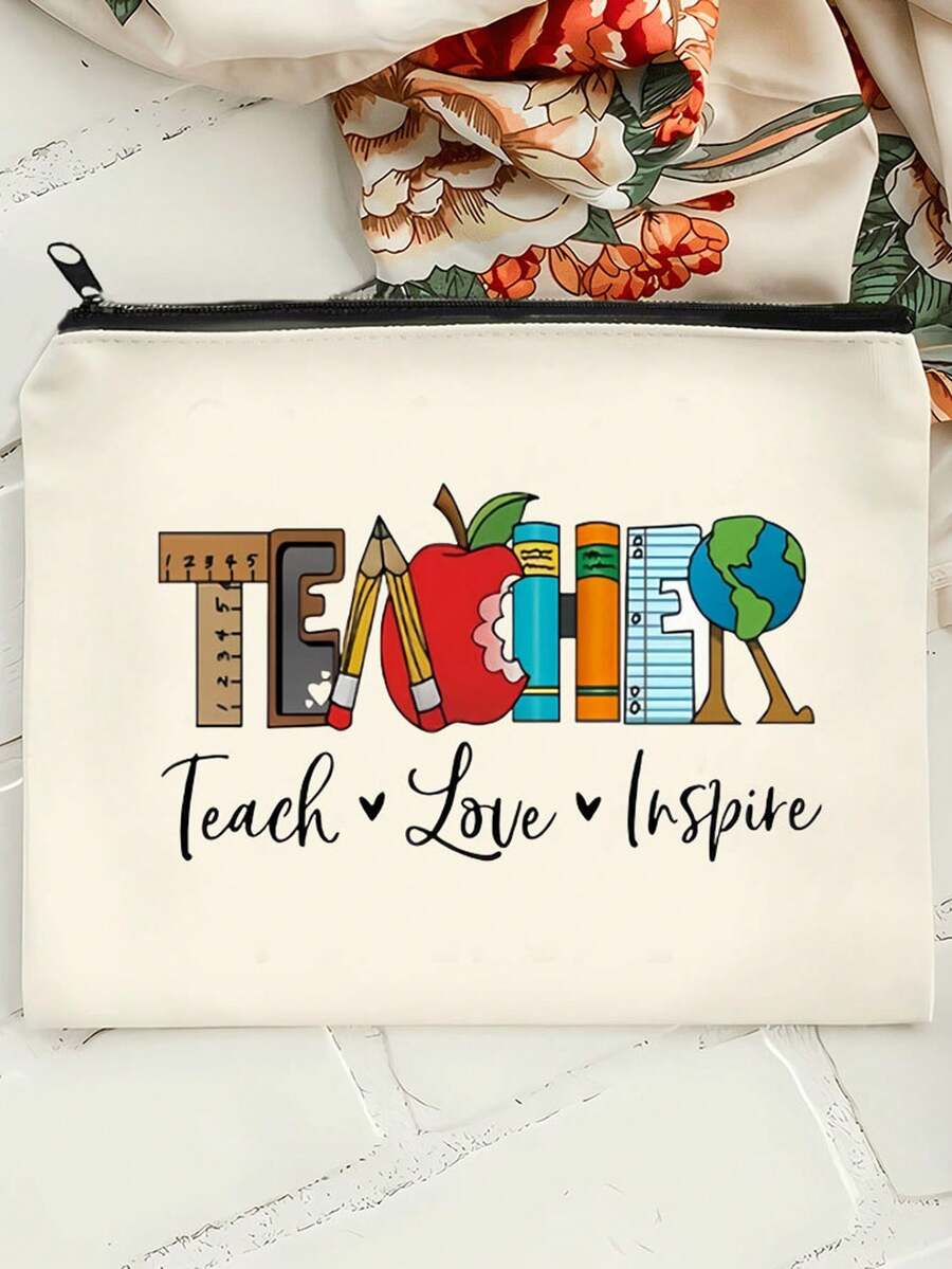 Customized Canvas Toiletry Bag Handbag Cosmetic Bag, Beige Canvas Bag