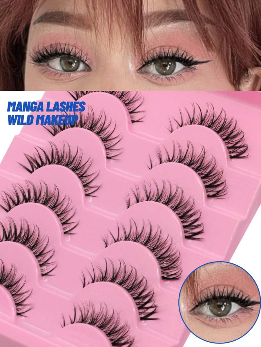 GROINNEYA Cat Eye Eyelashes 6 Pairs Clear Band Eyelashes Fox Eye