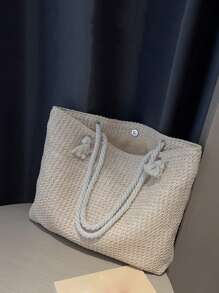 Woven Large Capacity Tote Bag Lightweight Shopping Shoulder Bag Summer Handbag, Perfect For Travel, Summer Women Bags For Vacation, Holiday, School Bag, Large Capacity, Portable, For Teen Girls Beach Essentials, Beach Stuff & Summer Essentials, Vacation Bag For Summer, Eye-Catching Beach Bag Summer, Hottest Beach Bags For Women, Fashion Summer Vacation Bag, Beach Essentials Women Bags For Vacation & Holiday, Newest Holiday Bag