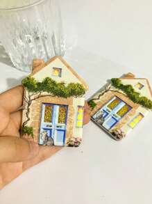 1入組可愛的鄉村風格房子狀熱壓工藝三聚氰胺材料冰箱貼紙，適用於家居裝飾、日常使用和節日禮物