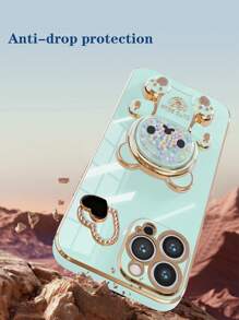 Electroplating Rainbow Bear DIY Heart Phone Case, New Plating Technique Shockproof Phone Case + Electroplating Hidden Bracket + Complete Set Of Phone Cases, Compatible With Apple 11/12/13/14/15ProMax, Samsung S22/23/24+UA04/A05/A14/A15/A24/A25/A34/A54S, Xiaomi, OPPO, VIVO, Redmi 13c - Green - View 4