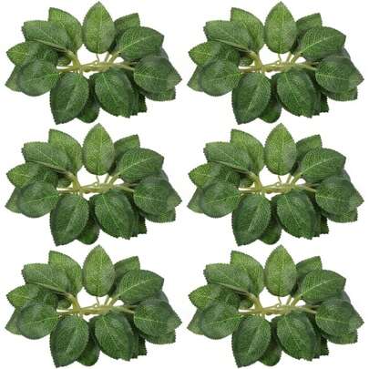 10/15/20/25/30/50/80/100片人造玫瑰叶装饰，带绿色茎秆，适用于DIY婚礼花束、餐桌摆饰、派对装饰、玫瑰花环、花束，以及情人节、生日、毕业典礼等场合的礼物。