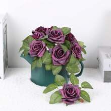 10/15/20/25/30/50/80/100 piezas Hojas de rosa artificiales con tallos verdes, adecuadas para ramos de boda DIY, centros de mesa, decoraciones de fiesta, coronas de rosas, guirnaldas, regalos para el Día de San Valentín, cumpleaños, graduación y talla grande - Verde - Ver 8