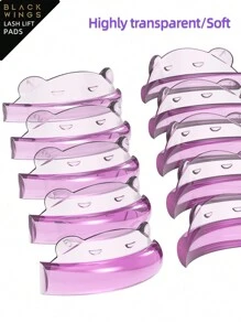 BLACKWINGS Self-Adhesive Skin Bear-Shaped 5pairs/Pack Translucent Purple Eyelash Perm Pad 5pairs/Pack Keratin Lash Curling Silicon Mold Eyelash Curler, Eyelash Lifting Tool, Makeup Beauty Tool, Reusable Lash Enhancing Pad - Baby Blue - View 5