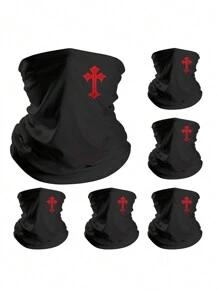 1件装十字印花夏季男士面罩颈套围巾面罩拉法帽钓鱼骑行跑步面罩防风头巾。 - 彩色 - 查看 5