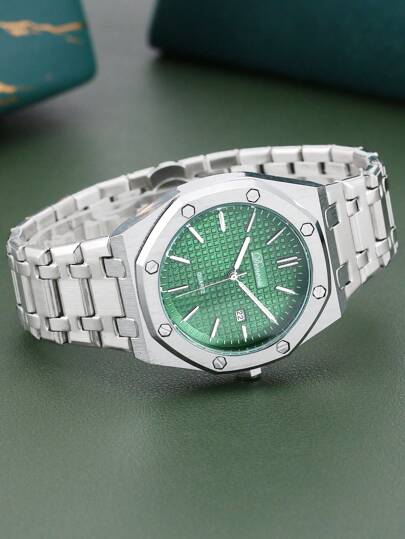 DENVOSI Men Watch Stainless Steel Band Fashion Business Neutral Waterproof Date Display Quartz Wristwatch Daily Decoration Father