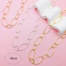 1 PC Simple Classic Big And Small Smooth Oval Chain Loop Long Necklace For Women Girls Ladies - Geometric Pentagon Long Necklace - View 8