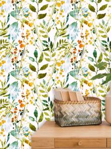 清新水彩艺术花卉撕贴壁纸，可移除墙贴，美丽的植物壁画家居装饰墙艺术墙装饰，翻新贴纸撕贴墙板，墙纸，壁纸，春季装饰品让您的家焕然一新，拉玛装饰贴纸 - 彩色 - 查看 11