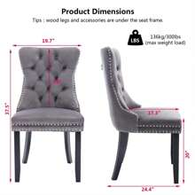 4 Piece Set Velvet Upholstered Dining Chairs, Wingback Side Chairs Button Tufted With Solid Wood Legs For Kitchen,Dining Room. - Xám - Xem 6