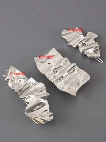 1个金属亮面波浪折叠不对称简约发夹发饰弹簧夹，发饰 - 彩色 - 查看 5