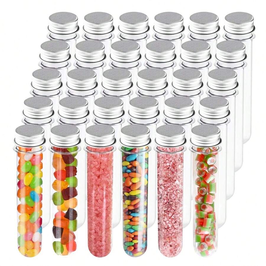 30 Pack Plastic Test Tubes With Screw Caps For Gumball Candy Storage, Bath Salt Vials, Plants Propagation - 40ml Clear - View 1
