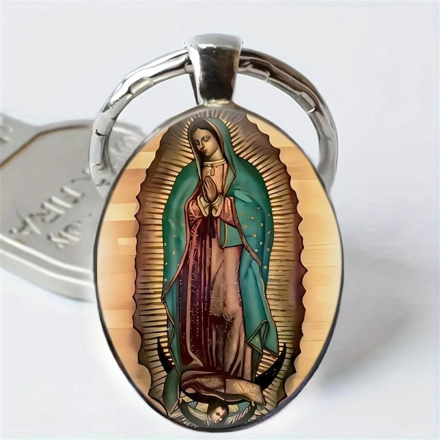 Vintage Style Zinc Alloy Keychain With Guadalupe Virgin Mary Image And Crystal Keyring, Perfect Gift For Family And Friends On Christmas, Birthday And Holidays. School Car Accessories Cute Goth Y2k Bag Accessories Lanyards With Id Holder Car Accessories Bag Charms Gifts For Mother, Father, Graduation, And Teacher - Multicolor - View 1