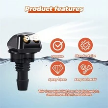 1 套通用風格汽車擋風玻璃噴嘴39.37英寸軟管6個連接器4個雙孔噴水嘴 - 黑色 - 查看 9