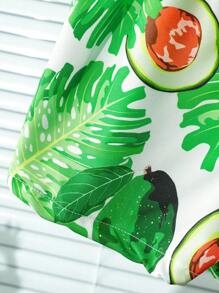 Infant Boys And Girls Set With Fresh Avocado Print Shirt And Shorts For Learning To Walk, Summer Style - White - View 3