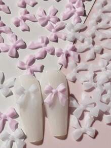 1 包 50 个蝴蝶结设计美甲装饰，DIY 欧式和北美流行风格，日韩可爱甜美风格指甲饰品，树脂美甲沙龙指甲饰美甲用品指甲宝石 - 彩色 - 查看 6