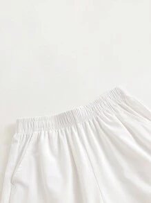 MARC&JANIE Young Boy 2-Piece Set Of Light And Sports Letter & Line Elastic V-Neck Short Sleeve T-Shirt And Shorts For Summer