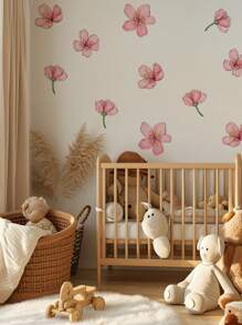 1 件浪漫活力花卉图案墙贴，DIY 墙贴装饰，适用于客厅、卧室、书房、贴纸、墙贴、乙烯基贴花，用于家居装饰，春季装饰品让您的家焕然一新，Rama 装饰贴纸 - 粉色 - 查看 4