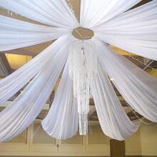 1pc White Ceiling Gauze, Outdoor Wedding Scene Decoration, Wedding Party Roof Veil ,Wedding Ceremony Supplies - White - View 2