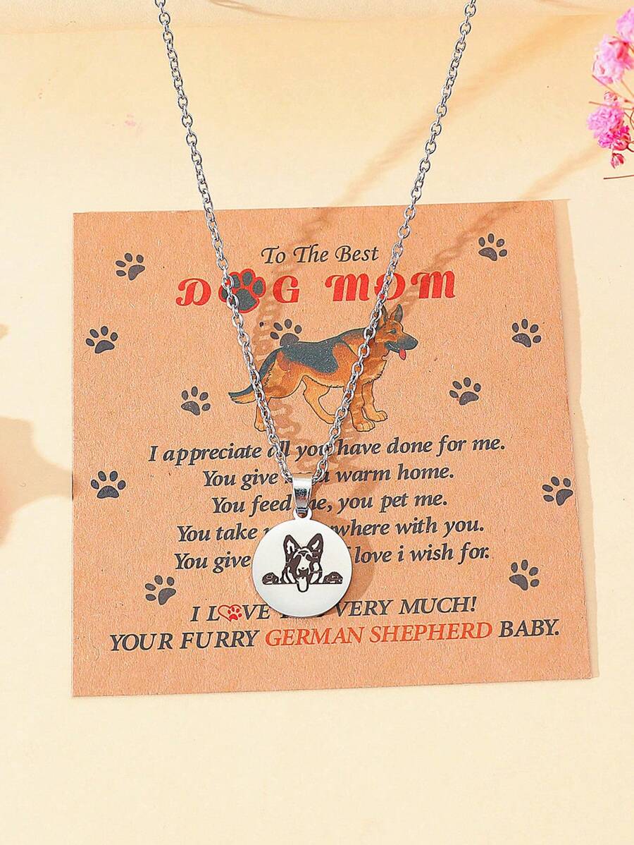 Goodwaro 1 pieza Fashionable Collar colgante de acero inoxidable grabado con laser de Dachshund, perro pastor, Golden Retriever, Corgi, gran regalo del Dia de la Madre para mamá de perro con cadena de clavícula hecha a mano y hermoso empaque de tarjeta, adecuado para usar en el Dia de la Madre