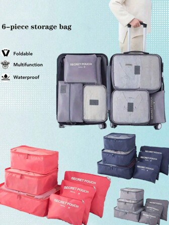Set di 6 borse per la conservazione dei viaggi per valigie, vestiti, scarpe, articoli da toeletta, custodie, borsa per il trasporto dei bagagli portatile. Set di borse multifunzionali per la conservazione. Borsa per la conservazione dei viaggi impermeabile. Borsa per bagagli. Borsa per il deposito di abiti di grande capacità. Borsa per la conservazione dei viaggi con motivo alfabeto moderno. Borsa per la conservazione dei viaggi. Set di borse per la conservazione. Stampa floreale e alfabeto. Adatto per abbigliamento, accessori, confezione di articoli da toeletta. Adatto per uso domestico e per viaggi, borse richiudibili, vibrazioni bohémien