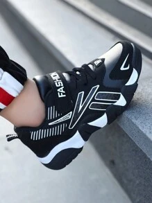 1pair New Boys' Shoes, Autumn And Winter Sports Shoes, Leather Surface, Spring And Autumn Running Shoes, Children's Black Shoes, Hook And Loop Running Shoes, PU Leather Boys' Shoes