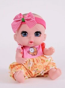 DOLL MEET One Piece 3+ Children Crying Reborn Baby Doll Smile Pink Hearts Eyes Cute 6 Inches Polly Pocket Swivel Mini Vinyl Doll 15.5Cm Gift Toys For Child