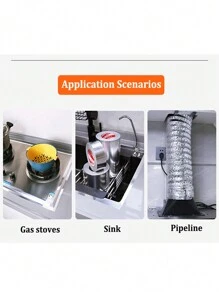Cinta de aluminio, adhesivo resistente al agua y al aceite para cubierta de cocina, fregadero, estufa, resistente al calor - Plateado - Ver 6