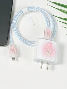 5pcs Flower Pattern Data Cable Protector & Charging Head Cover - Multicolor - View 1