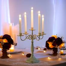 [Retro Style Vintage White]1pc Plain Candle Holder, Minimalist Iron Candle Stand For Dinner Table Wedding Table Center Decoration Candle Table Banquet Party Halloween,Spooky,Autumn,Festival,Holiday ,Winter,Holiday,Festival,Room Decor,Gifts Birthday Graduation