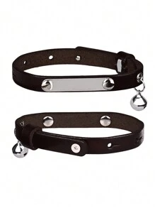 1pc Personalized Customized Durable Dark Brown Leather Cat Bell Collar, Can Engrave Cat Name, Contact Information, Address And Other Details, Engraved Anti-Lost Pet Collar, Suitable For Cats To Use