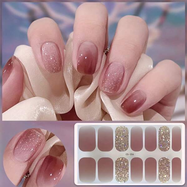 Nail Strips, Women's Fashion Nail Stickers, Self-Adhesive Full Stick Nail Wrap Nail Polish Strips, Waterproof No Seal Gel Nail Polish Film, Nail Art Stickers, Nail Salon - Nail Art