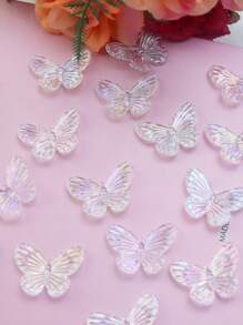 50 hạt bướm tráng AB để làm đồ trang sức DIY / Hạt acrylic cho phụ kiện tóc, trang trí vỏ điện thoại, vòng cổ, mặt dây chuyền, vòng tay, v.v. Thích hợp cho các dự án DIY hàng ngày. - 50 con bướm mạ màu nhỏ - Xem 15