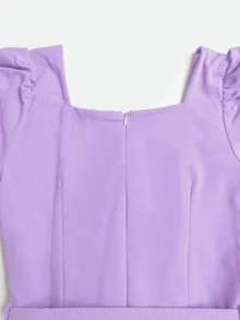 Palazzo pantalón para mujer lila con mangas bombachas y cinturon. - Morado - Ver 2