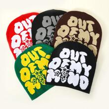 Letter Pattern Personality Street Hip-Hop Skull Cap, Unisex Jacquard Knit Hat, Suitable For Daily Leisure, Outdoor Sports, And Festive Gifts Beanie Fall Outfit