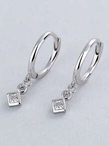 BALMORA 1對優雅的S925純銀方形耳環耳扣，適用於女士、女孩派對約會禮物日常佩戴度假