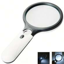 3 LED Light 100X Magnifying Glass Lens Mini Pocket Handheld Microscope Reading Jewelry Loupe Handheld Magnifiers - Black+White - View 1