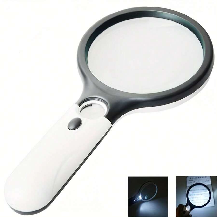 3 LED Light 100X Magnifying Glass Lens Mini Pocket Handheld Microscope Reading Jewelry Loupe Handheld Magnifiers - Black+White - View 1
