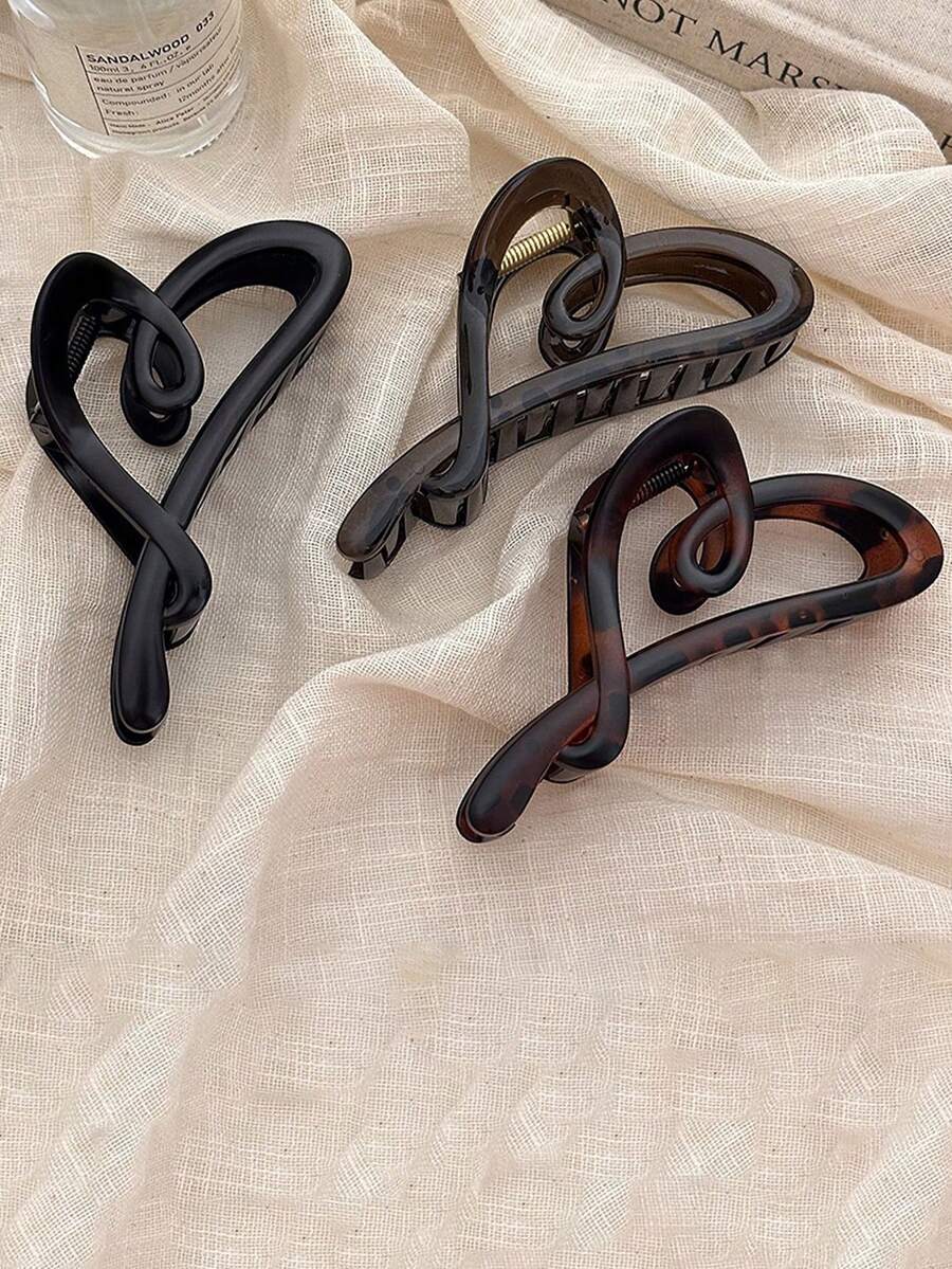 Set Of 3 New Acrylic Ladies Hair Claws With Heart And, Versatile And Chic - Multicolor - View 1