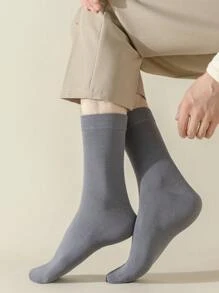 5 pares de calcetines de media pierna de unicolor para hombres para primavera y otoño, diseño sencillo y talla grande y de moda y versátil y estilo informal y de negocios y cómodo con absorción de humedad y transpirable para el verano - Multicolor - Ver 3