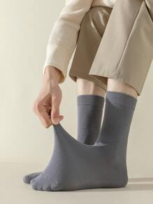 5 pares de calcetines de media pierna de unicolor para hombres para primavera y otoño, diseño sencillo y talla grande y de moda y versátil y estilo informal y de negocios y cómodo con absorción de humedad y transpirable para el verano - Multicolor - Ver 4