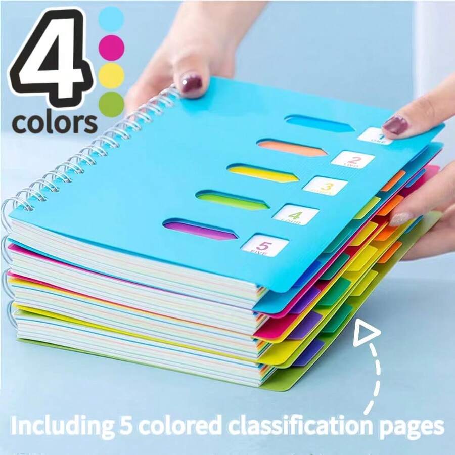 A Coil Notebook With 5 Color Classification Pages, A5/B5 Thick Colored Notebook, Classification Notebook,  Diary,Multipurpose Notebook,1pc