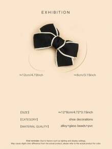 2pcs Collegiate Fabric Bow Shoe Clips, Cute Sweet Korean/European Retro Style, Colorblock Charm Shoe Accessories