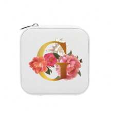 金色字母印花旅行珠宝盒，珠宝旅行收纳盒，迷你珠宝盒，伴娘礼品盒，迷你收纳盒。化妆包化妆包化妆品收纳盒化妆品收纳盒化妆品收纳 - 白色 - 查看 24